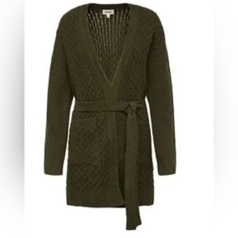 L’Agence Juna Cable Cardigan Olive Green Size S NWOT